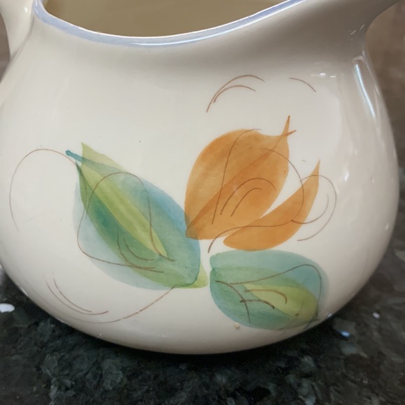 Vintage Hand Painted Portugal Large Art Pottery Pitcher Jug with Blue Flower - Picture 4 of 7